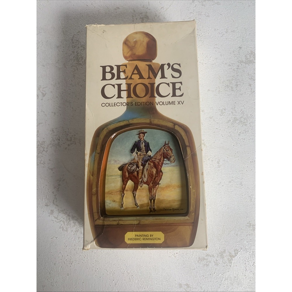 Jim Beams choice collectible bottle The Cowboy Volume XV Empty W/ Box